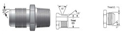 Male JIC 37° Flare to Male Pipe NPTF